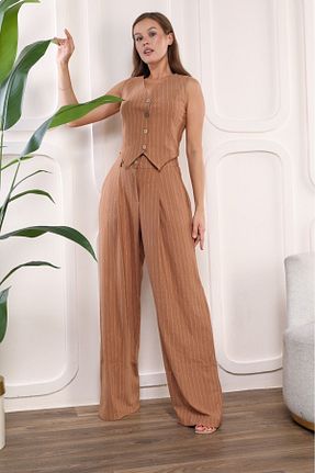 ست بالاتنه و پائین تنه قهوه ای زنانه بافت Mizansella - کد 858632678