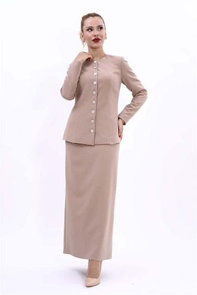 کت و شلوار طوسی زنانه یقه کتی ÖNDER ÖZSOY - کد 857525251
