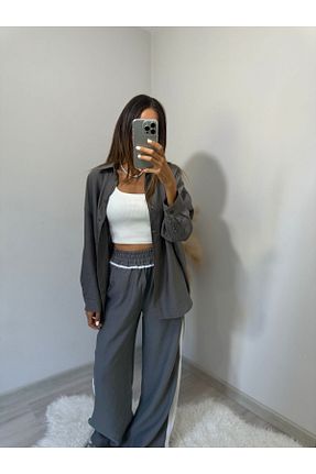 ست بالاتنه و پائین تنه طوسی زنانه بافت Butik - کد 854420301