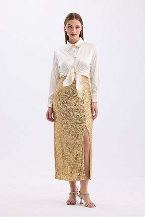 دامن زرد زنانه لیکرا Sense - کد 834736228