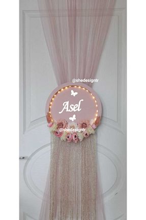 تزئینات درب صورتی پارچه ای s
