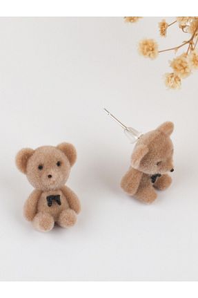 گوشواره جواهر قهوه ای اکریلیک MRK - کد 737272288