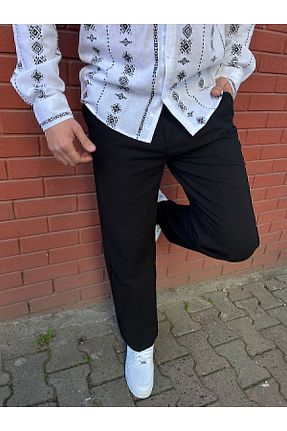 شلوار مشکی زنانه مخلوط کتان BY İMPALA MODA - کد 815366448