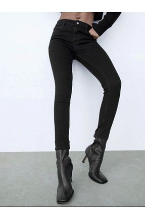 شلوار جین مشکی زنانه پاچه ساده WODDİ - کد 859066401