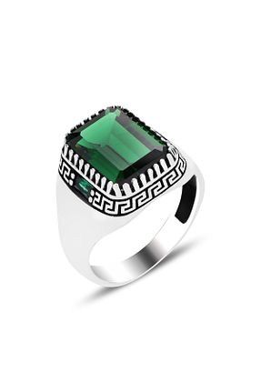 انگشتر نقره سبز مردانه زیرکن Metay Silver - کد 853899730