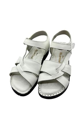 صندل سفید زنانه پاشنه تخت RubinLeather - کد 832099728