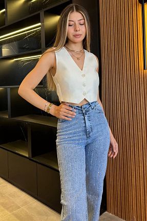شلوار آبی زنانه پارچه GÜLSELİ - کد 859094759
