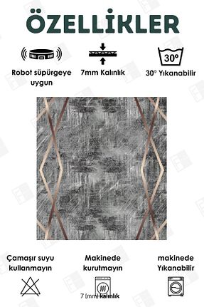 فرش طوسی قابل شستشو Bir Aksesuar - کد 792456985