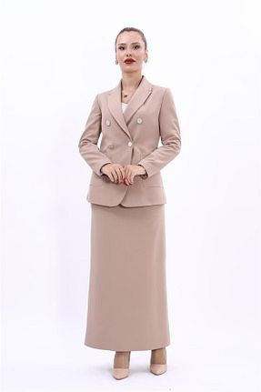 کت و شلوار طوسی زنانه یقه کتی ÖNDER ÖZSOY - کد 857525053