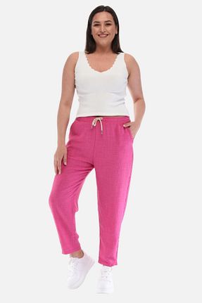 شلوار سایز بزرگ صورتی زنانه پلی استر CEDY DENIM - کد 692170879