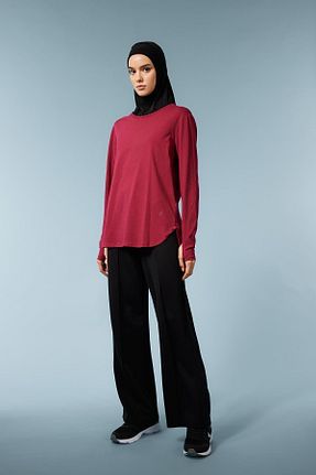تیشرت زرشکی زنانه رگولار Defacto - کد 771910243