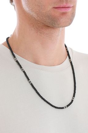 گردنبند جواهر مشکی مردانه استیل ضد زنگ Hatemoğlu - کد 858956292