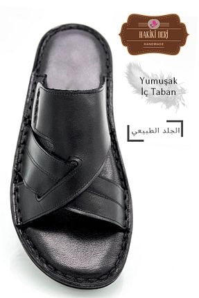 دمپائی مشکی مردانه چرم خالص sermoda - کد 817960853