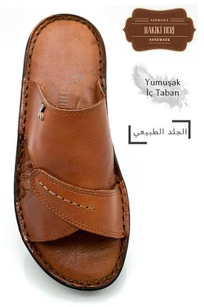 دمپائی قهوه ای مردانه چرم خالص sermoda - کد 822765741