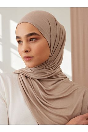 روسری بژ پنبه پلی استر Femple Modest - کد 838257928