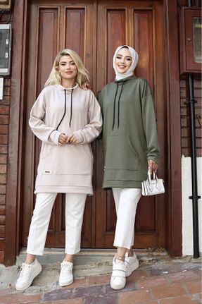 سوئیشرت حجاب خاکی زنانه پنبه ای Butik - کد 859004772