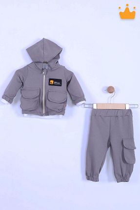 ست بالاتنه و پائین تنه طوسی بچه گانه بافتنی Babyhola - کد 793297270