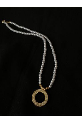 گردنبند جواهر قهوه ای زنانه روکش طلا fanjew - کد 459866215
