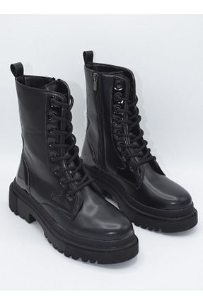 بوت / نیم بوت مشکی زنانه چرم مصنوعی Yula Fashion Shoes - کد 859081691