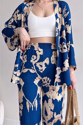 ست بالاتنه و پائین تنه آبی زنانه بافتنی trendalisse - کد 744010377
