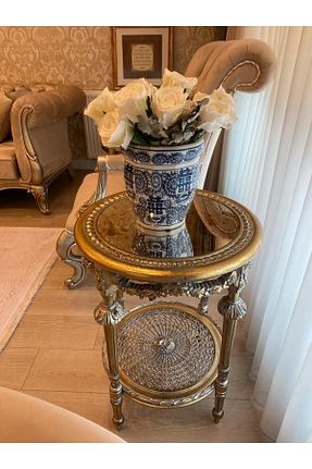 میز عسلی طلائی چوب EL YAPIMI - کد 640061436