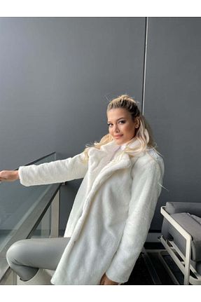 پالتو پشمی سفید زنانه رگولار dblovedbrand - کد 760039375