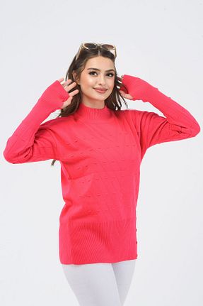 پلیور صورتی زنانه ساده MODESBUTİK - کد 859159362
