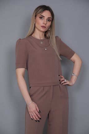 بلوز قهوه ای زنانه ساده ÖNDER ÖZSOY - کد 731915671