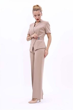 کت و شلوار طوسی زنانه یقه کتی ÖNDER ÖZSOY - کد 857529605