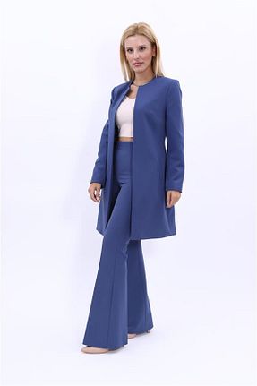 کت و شلوار سرمه ای زنانه یقه کتی ÖNDER ÖZSOY - کد 856569929
