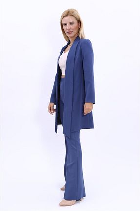 کت و شلوار سرمه ای زنانه یقه کتی ÖNDER ÖZSOY - کد 856569893