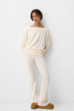 شلوار بژ زنانه پلی استر Bershka - کد 859396335