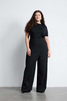 شلوار سایز بزرگ مشکی زنانه مخلوط پلی استر LUOKK - کد 859403713