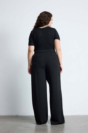شلوار سایز بزرگ مشکی زنانه مخلوط پلی استر LUOKK - کد 859403713