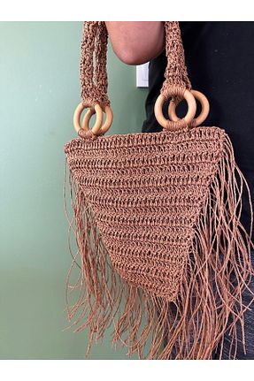کیف دوشی خاکی زنانه حصیر SassyBags - کد 859326881