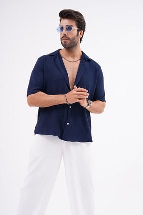 پیراهن سرمه ای مردانه اورسایز SKYMOOD - کد 859456572