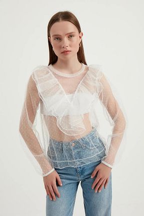 بلوز بژ زنانه Puantiyeli Hiccup - کد 859371688