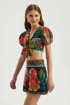 بلوز سبز زنانه گلدار Hiccup - کد 859226428