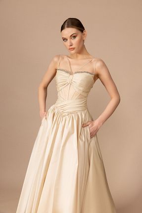 لباس مجلسی و فارغ التحصیلی نباتی زنانه ساتن Kenzel - کد 859247984