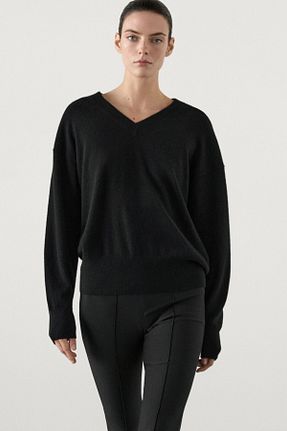 پلیور مشکی زنانه ساده Massimo Dutti - کد 855230938