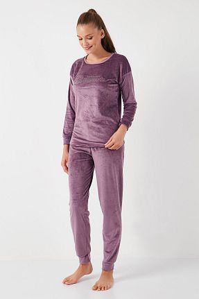 ست لباس راحتی بنفش زنانه ساده Lela - کد 853446073