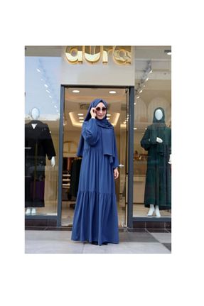 لباس سرمه ای بافتنی Aura Abaya - کد 859360661