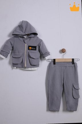ست بالاتنه و پائین تنه طوسی بچه گانه بافتنی Babyhola - کد 793297262