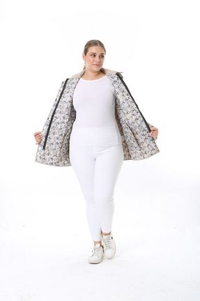 کاپشن سایز بزرگ بژ زنانه Kazak TUTveAL Collection - کد 859106770