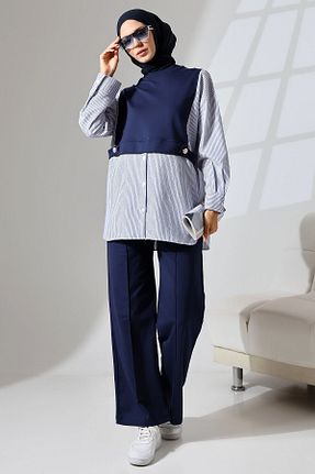 ست بالاتنه و پائین تنه حجاب سرمه ای زنانه Relaxed Mihran Butik - کد 841092806