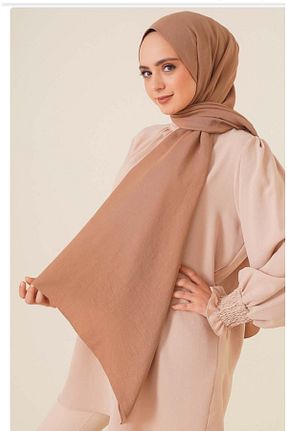 شال قهوه ای زنانه پنبه ای Trablus - کد 739846980