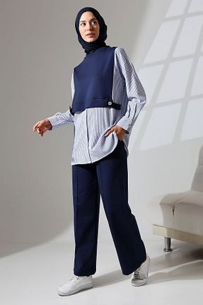 ست بالاتنه و پائین تنه حجاب سرمه ای زنانه Relaxed Mihran Butik - کد 841092806