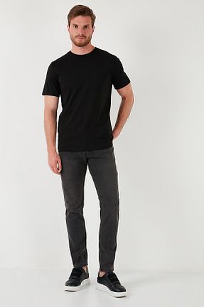 شلوار جین طوسی مردانه پاچه تنگ Buratti - کد 827438711