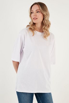 تیشرت سفید زنانه اورسایز Lela - کد 803005788