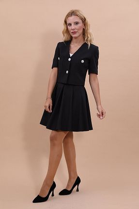 کت و شلوار مشکی زنانه یقه کتی ÖNDER ÖZSOY - کد 856387386